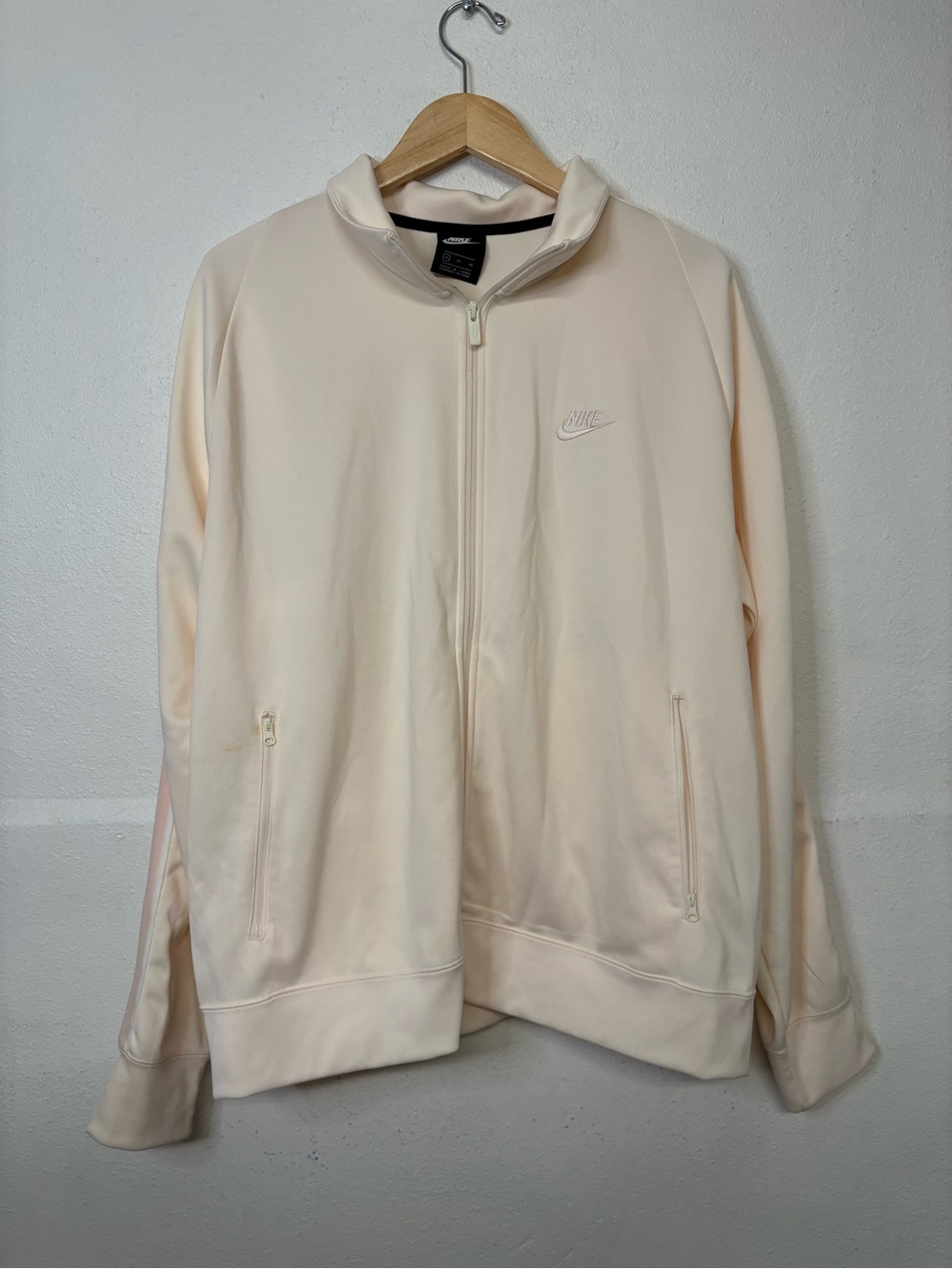 Nike Men Cream Full-Zip Track Jacket